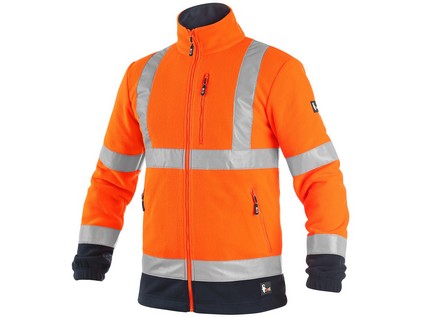 Bunda CXS PRESTON, výstražná, fleece, oranžovo - modrá, vel. M